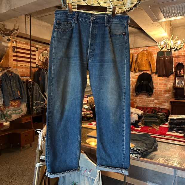 70s USA 빈티지 리바이스 501 66후기 셀비지 데님 팬츠
