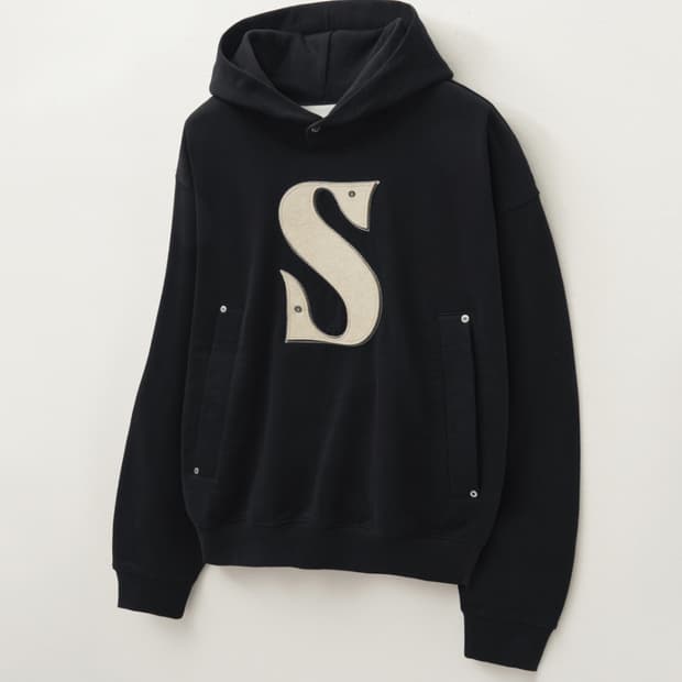 세터 리벳 아플리케 포켓 로고 후드 M