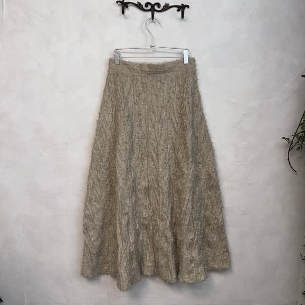 Ash beige grunge fur skirt
