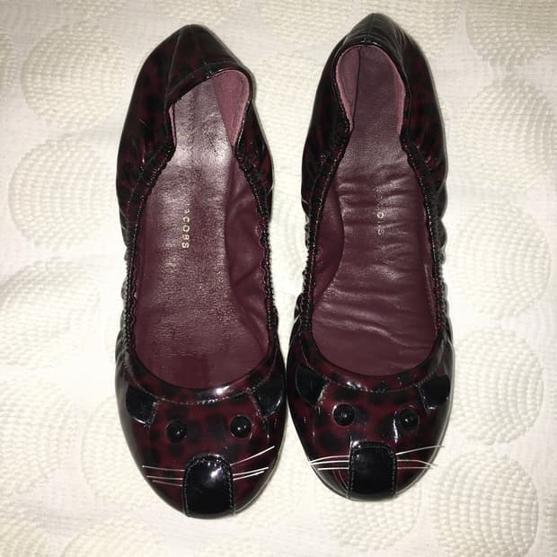 마크 제이콥스 레드 에나멜 레오파드 마우스 플랫슈즈