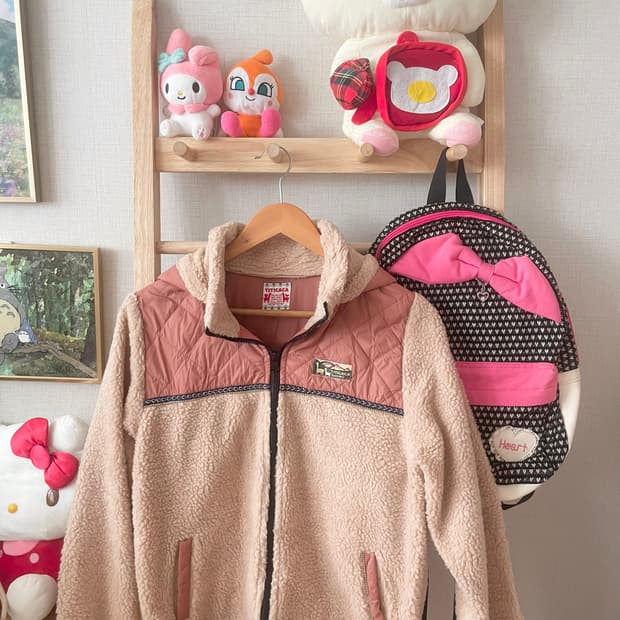 모리걸 빈티지 티티카카 핑크 배색 플리스 자켓 💗💛