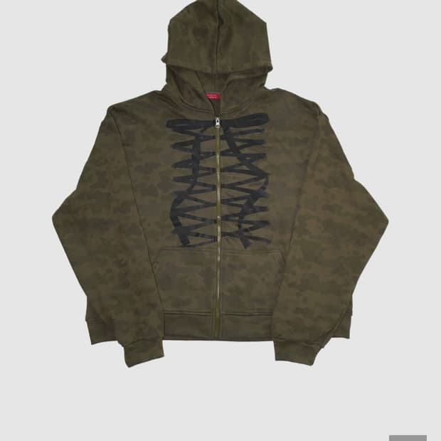 인앤양인하모니 리본 후드집업 카모