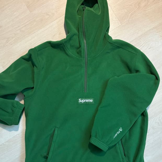 슈프림 폴라텍 페이스마스크 하프 집 후드 스웨트셔츠 그린 - 24FW