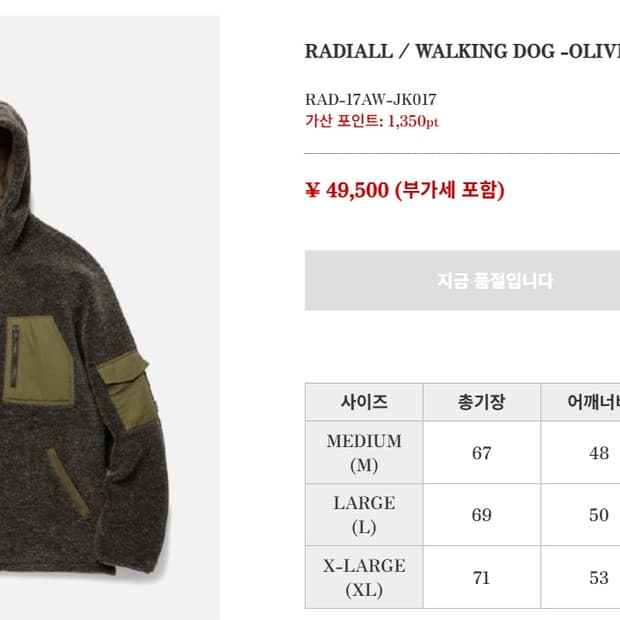 라디올radiall Walking Dog 자켓 M