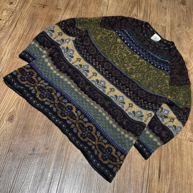 로라애슐리 기하학 패턴 올드머니 니트 스웨터