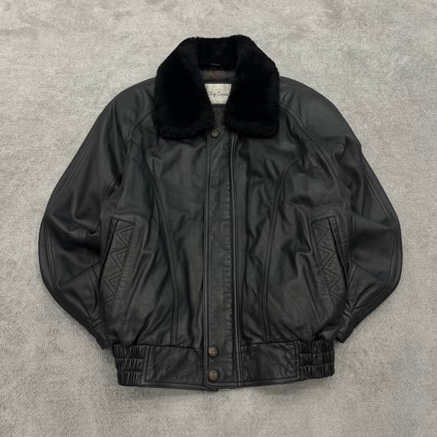 L 빈티지 양가죽 봄버 레더자켓