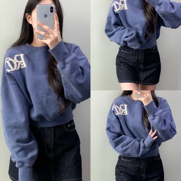 렉토 크롭 맨투맨