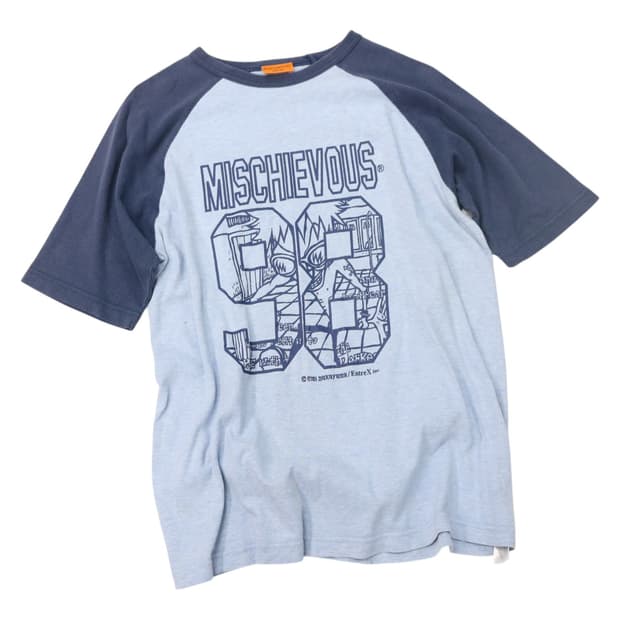 MISCHIEVOUS 미스치버스 빈티지 그래픽 래글런 티셔츠 (M)