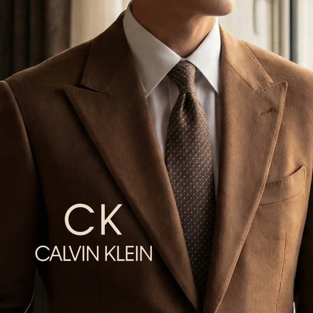 캘빈클라인 실크 브라운 스트라이프 넥타이 9.9cm A+등급 A19238