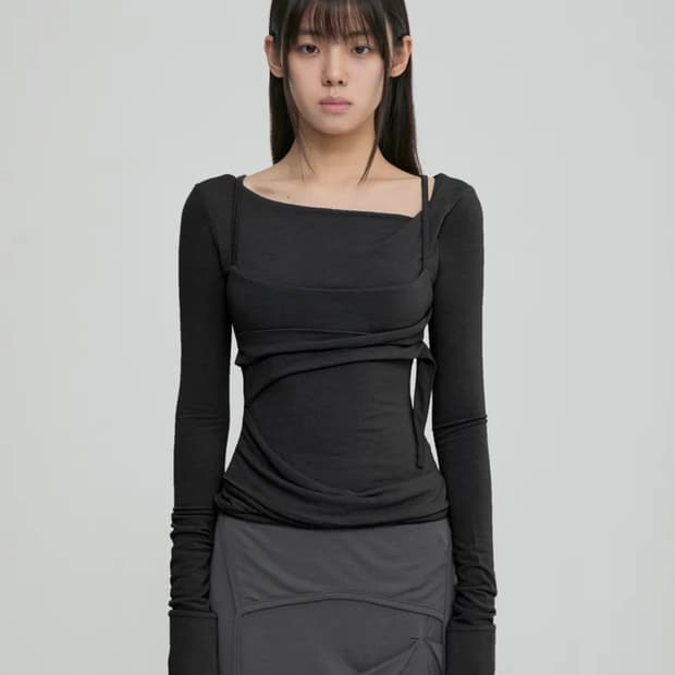 반택포) 플레어업 layered bustier long sleeve