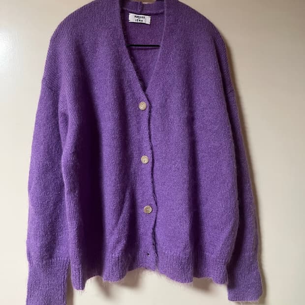 오라리 모헤어 가디건 퍼플