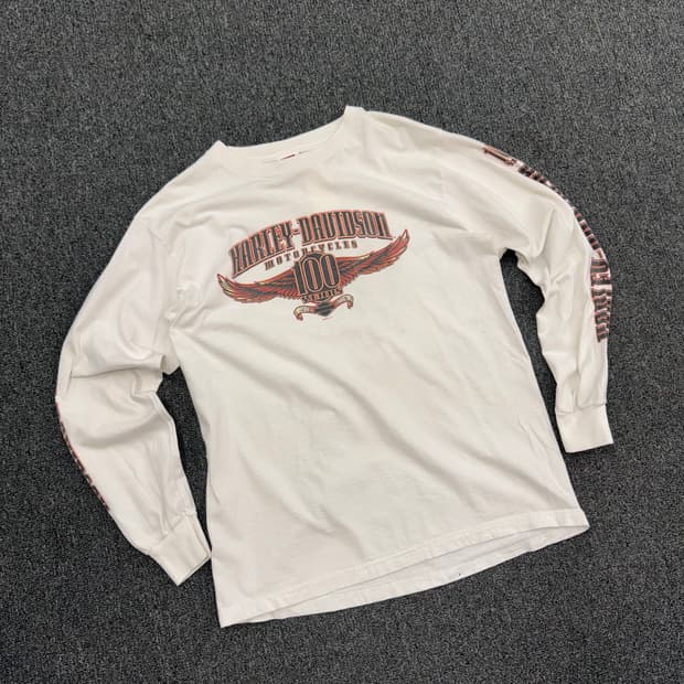 할리데이비슨 빈티지 100주년 프린팅 롱슬리브