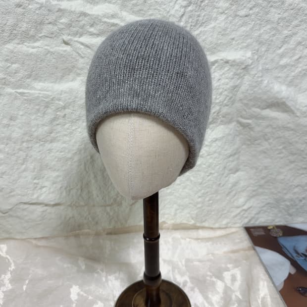 빈티지 연한 그레이 비니모자 토끼털 모자