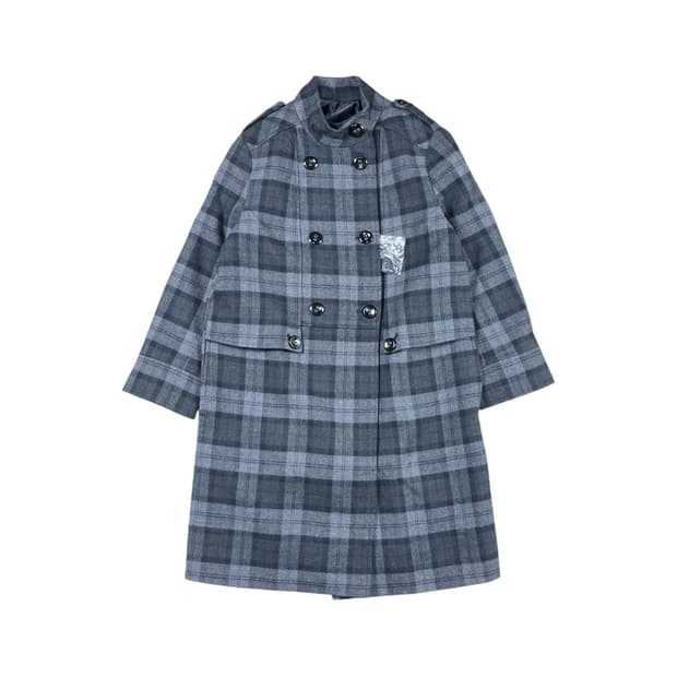 Vintage 체크패턴 하이넥 코트 