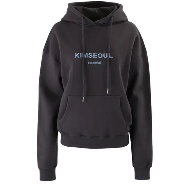 킴서울 로고 후드티 차콜