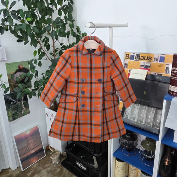 카라멜 런던 키즈 체크 울 코트 3