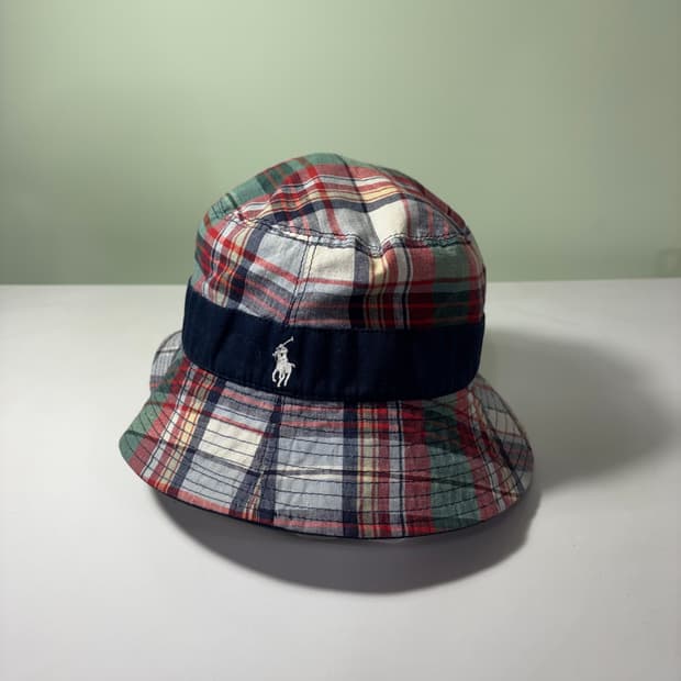 OS 폴로 랄프로렌 체크 벙거지 버킷햇