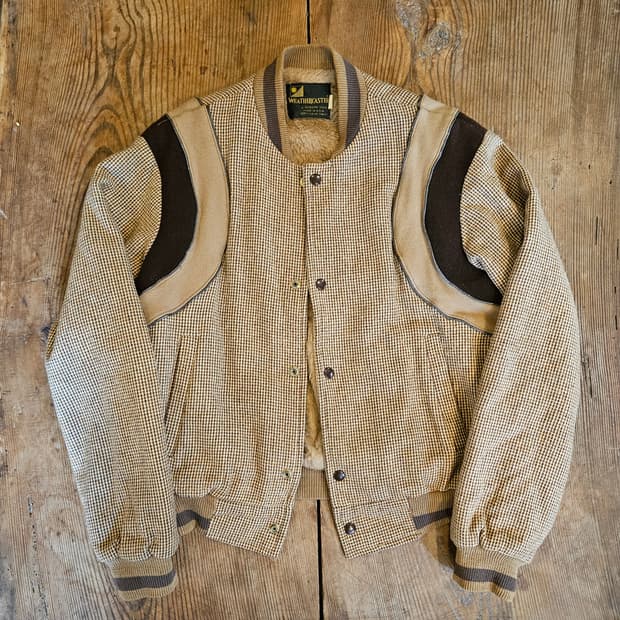 60s 빈티지 트위드 울 바시티 자켓 