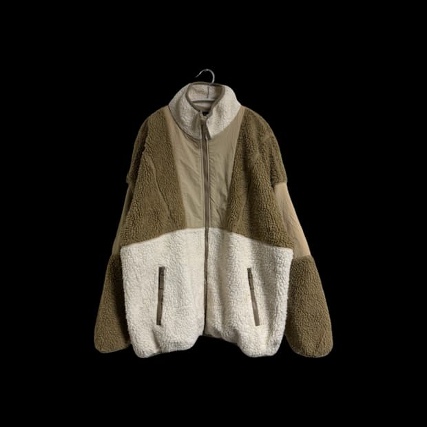 빔즈 하트 컬러블록 플리스 집업 자켓