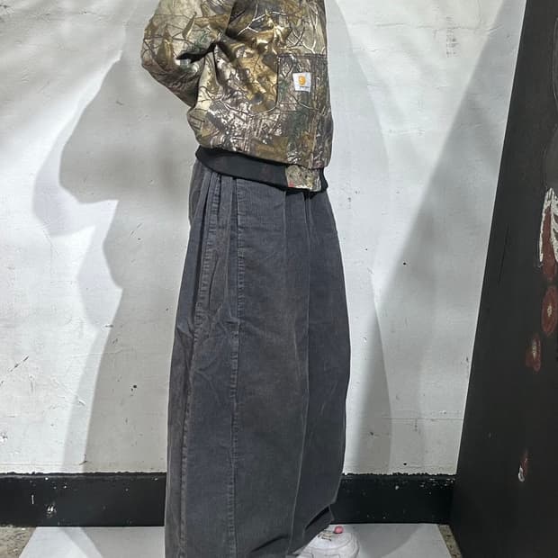 OOTJ 차콜 코듀로이 와이드 골덴 벌룬 팬츠 