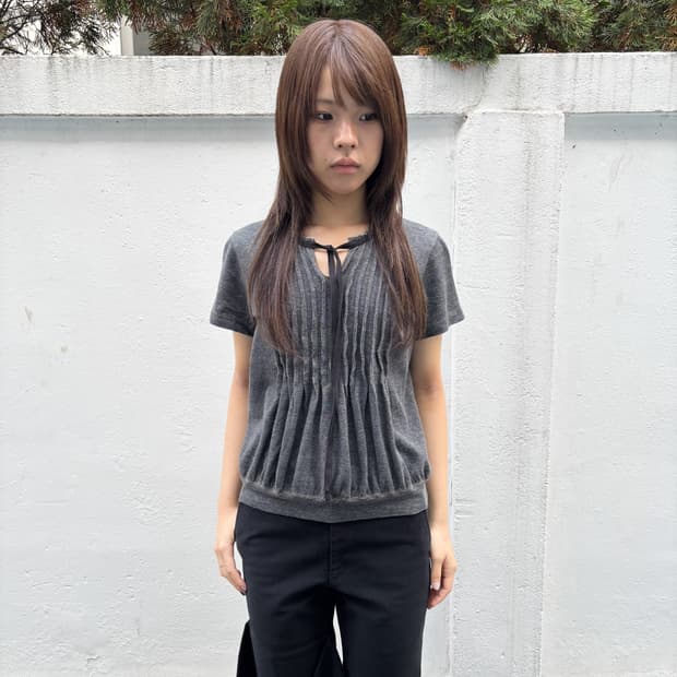  꼼데가르송 트리콧 리본 반팔티셔츠 / 