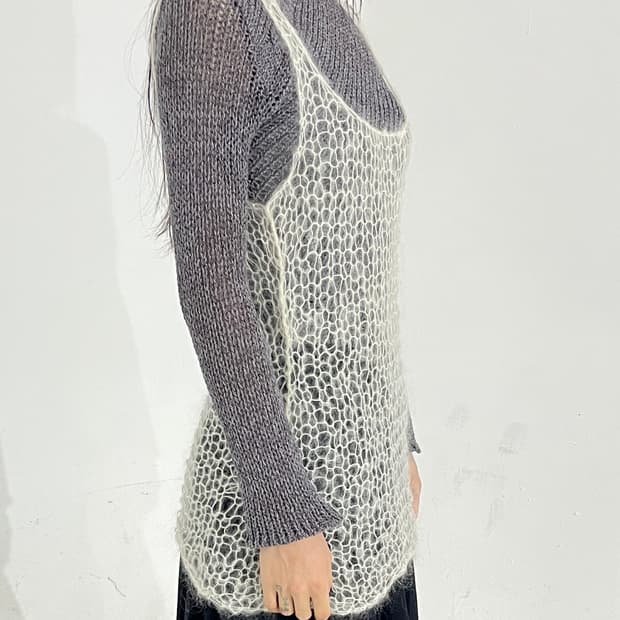 Mohair chroche knit top