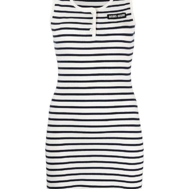 정품) 미우미우 스트라이프 나시 원피스 36