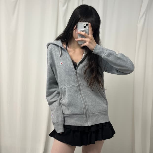 Champion gray hood zip-up