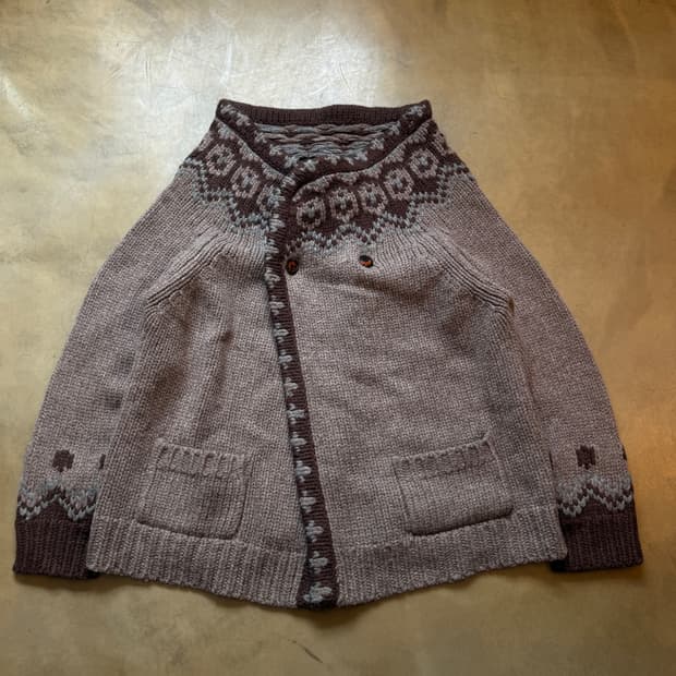 2010 사스콰치 패브릭스 에스닉 헤비울 핸드니트 케이프 가디건