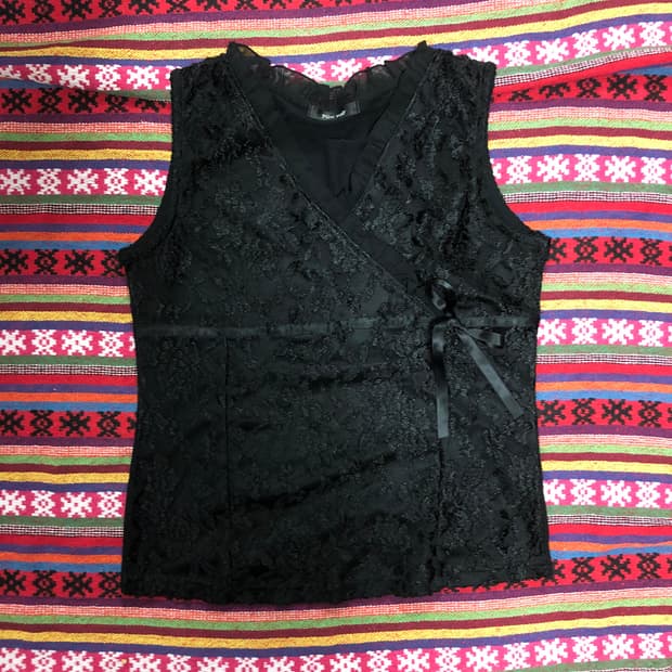 플르부아 레이스 블랙 블라우스