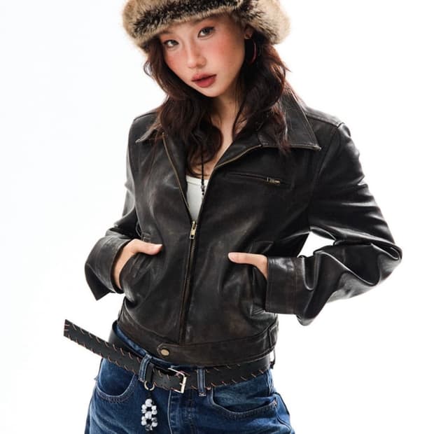 YOUNG STAGE Rustic Lether Jaket 레더자켓