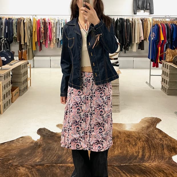 PAUL STUART paisley skirt 폴 스튜어트 페이즐리 치마