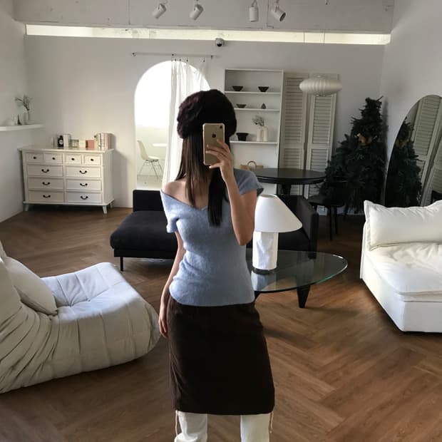 vintage suede brown skirt (26inch)