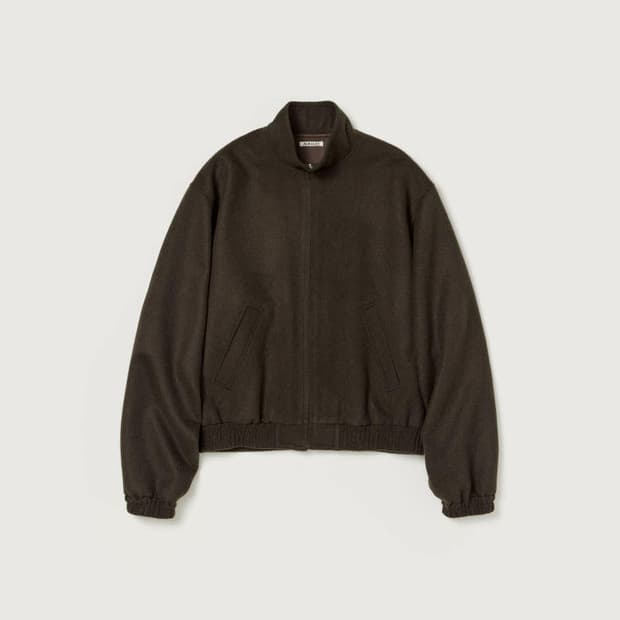 오라리 auralee 24aw 베이비 카멜 플란넬 블루종