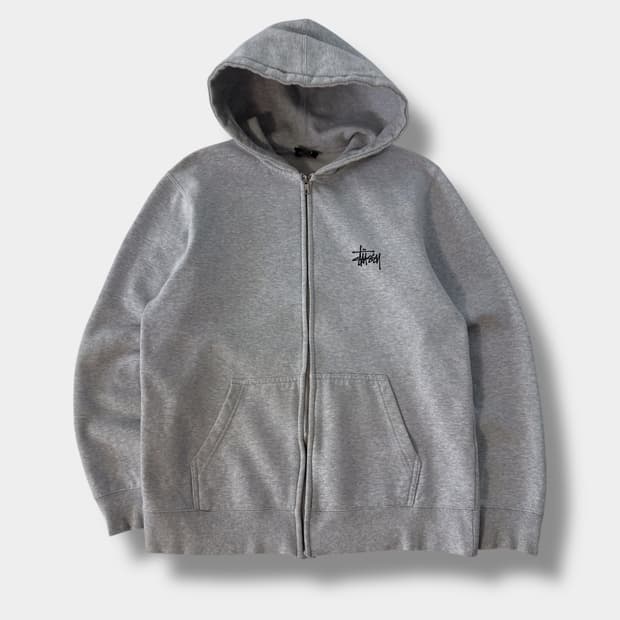 스투시 00‘s 루즈핏 빅스탁로고 애쉬헤더 후드집업