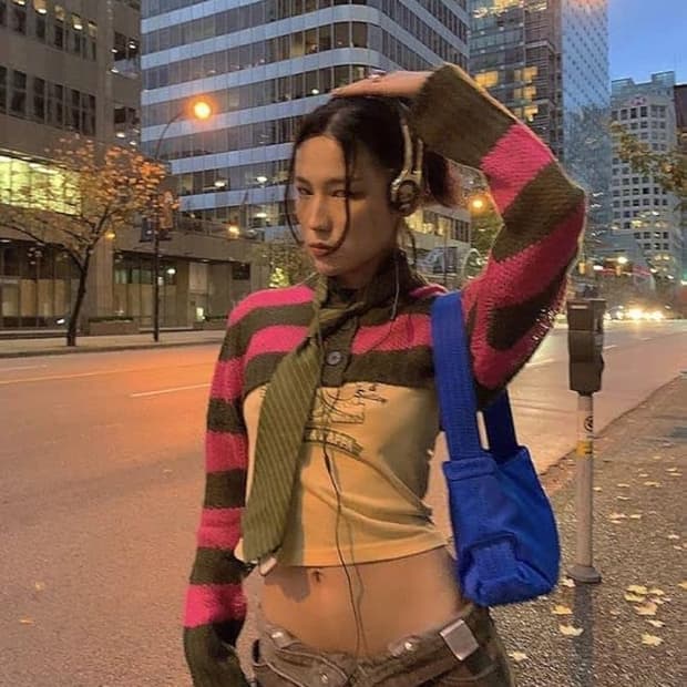 돌스킬 delia*s 스트라이프 니트 가디건