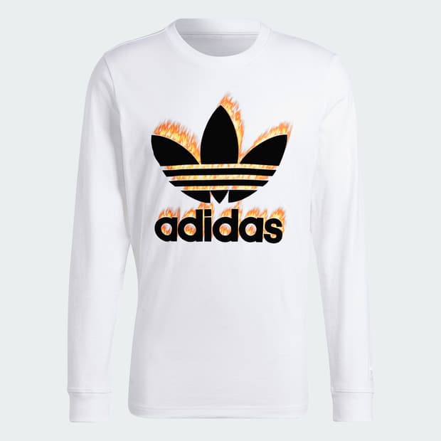 아디다스 그래픽 파이어 트레포일 롱 슬리브 티셔츠 L사이즈