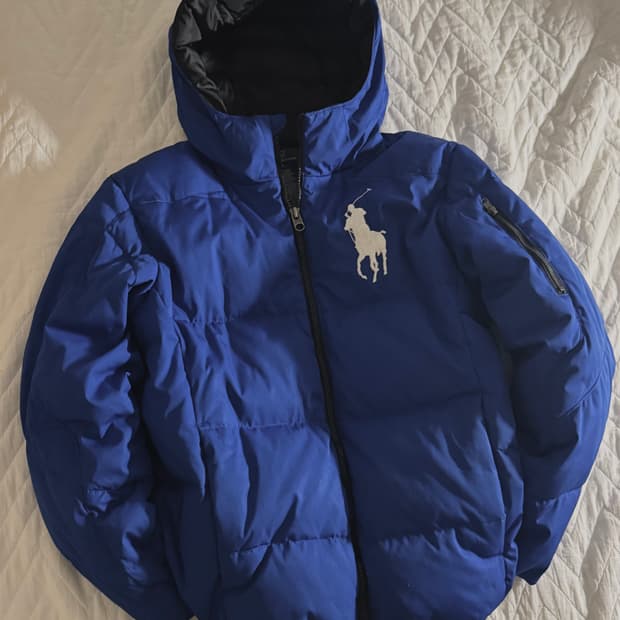 폴로 빅포니 패딩 블루 