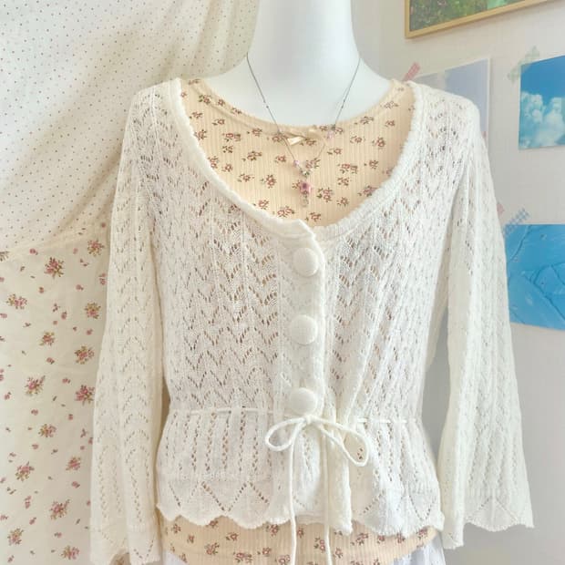 모리걸 빈티지 잔꽃 가디건 set 🤍🌸💛🎀