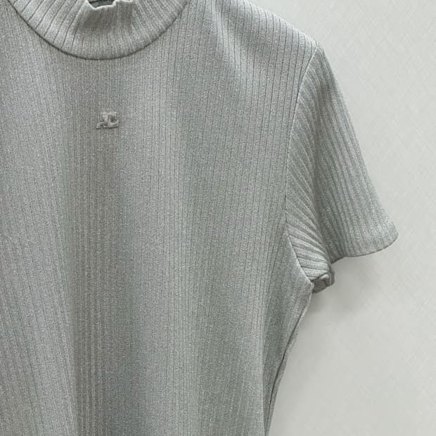 [새상품] courreges / 꾸레쥬 실버 펄 썸머 니트 