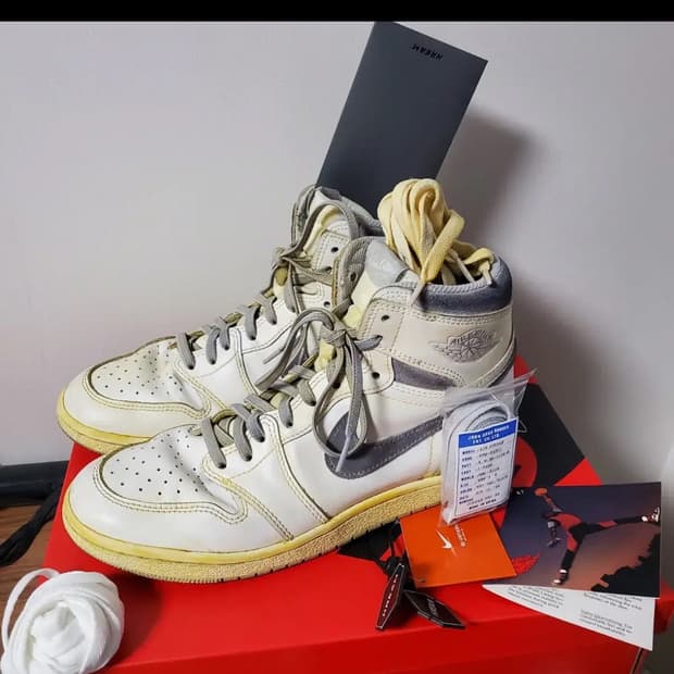 (270)나이키 조던1 뉴트럴그레이 하이 에이징커스텀 중고제품 해