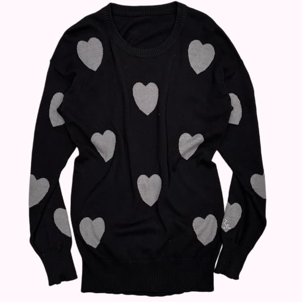 MASAMI SATOMI grey heart pattern knit