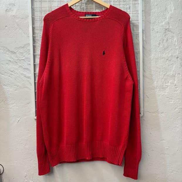 폴로 랄프 로렌 빈티지 레드 니트 XL
