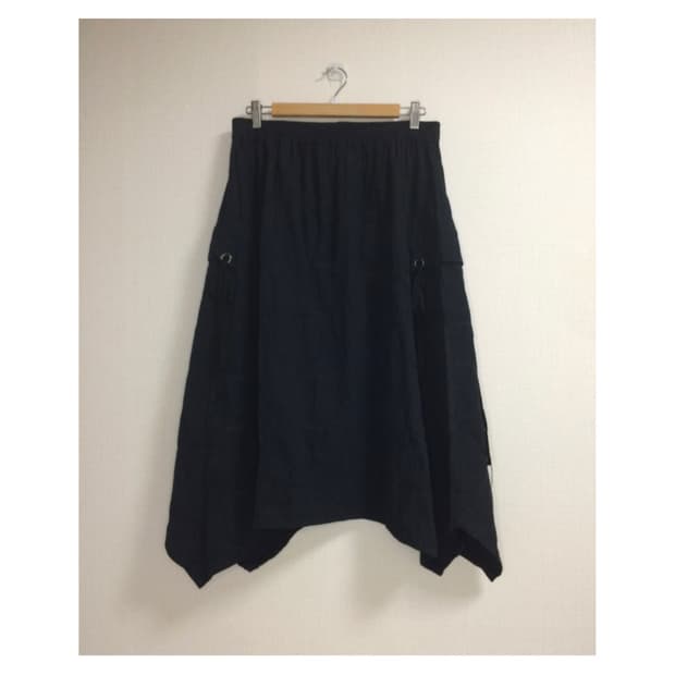 빈티지 블랙 카고 컷 밴딩 스커트