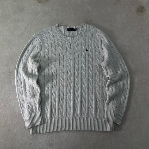 100 폴로랄프로렌 라이트그레이 꽈배기 니트