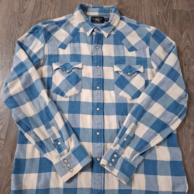 XL RRL 플래드 트윌 체크 웨스턴 셔츠 김원중