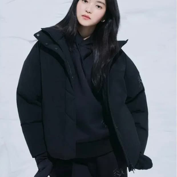 새옷같은 상태 코오롱 김태리 푸퍼 후드패딩 구스다운 프리사이즈 95