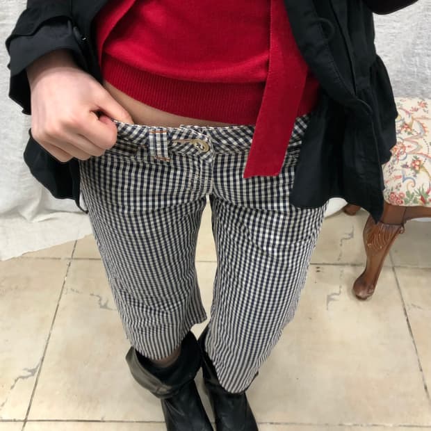 sunny check pattern pants