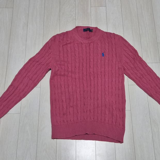 폴로 랄프로렌 핑크 케이블 니트 라지