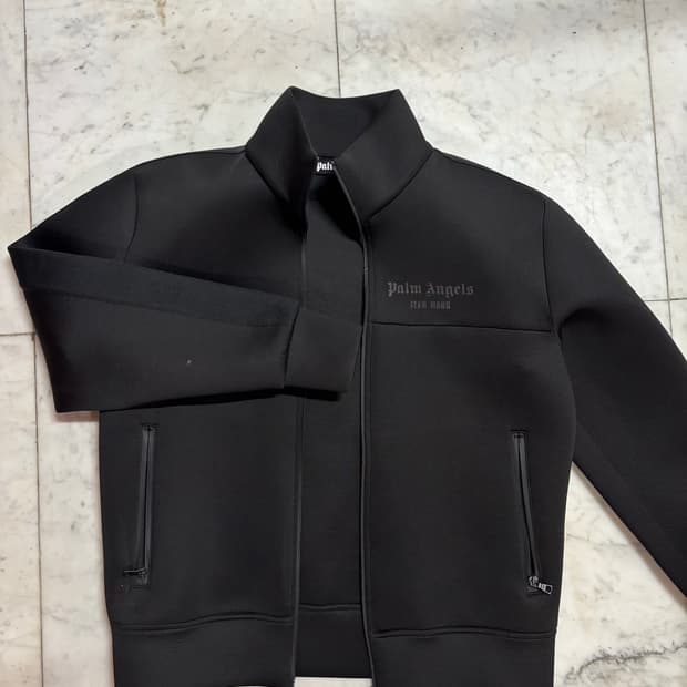 Palm Angels x TEAM WANG 네오프렌 트랙 집업 자켓 블랙